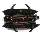 Bolso de mano de piel de vaca para mujer, bolso de mano de cuero de vaca, patrón de moda y lujoso, informal, versátil, negro