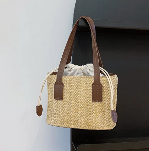 Fashion Bucket Crossbody Bags For Women, Summer Handbags Casual Straw Shoulder Bag For Travel/Vacation, Ladies Beach Bag