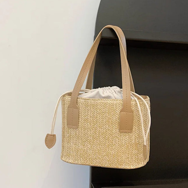 Fashion Bucket Crossbody Bags For Women, Summer Handbags Casual Straw Shoulder Bag For Travel/Vacation, Ladies Beach Bag