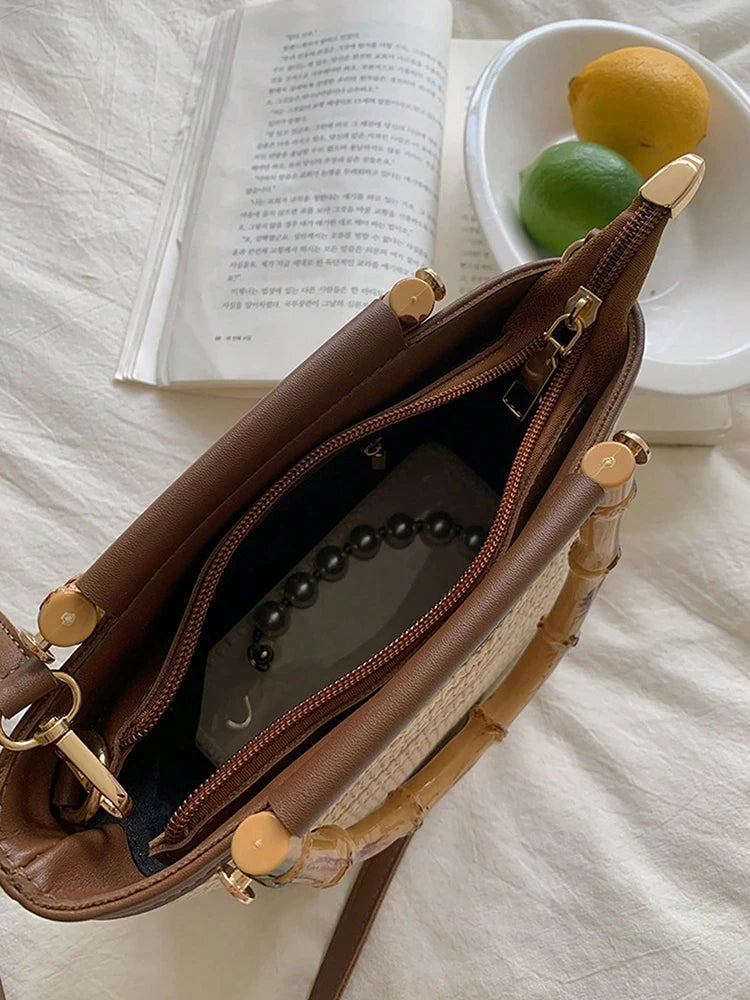 2025 nuevo bolso tejido de verano, bolso cruzado a la moda, bolso tipo cubo, bolso de hombro, bolso informal para ir al trabajo diario para mujer, bolso de playa