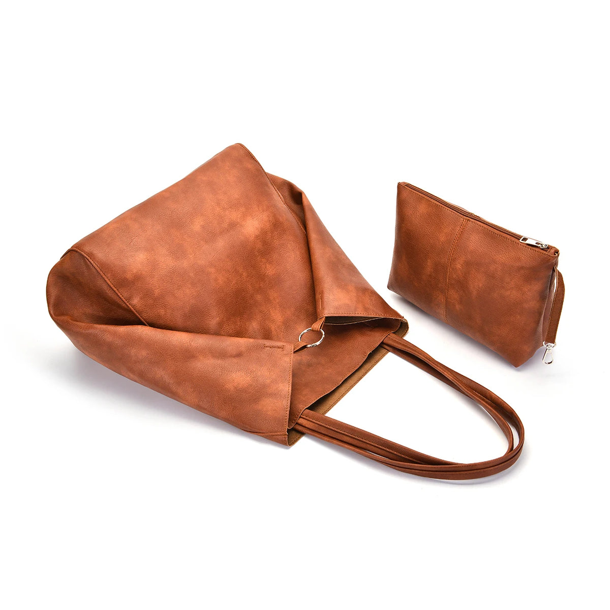 Conjunto de 2 bolsos de hombro Retro para mujer, bolsos de mano de alta capacidad con botón de Metal, bolso de playa multifunción de Color sólido