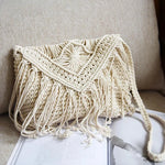 Bolso de mano tejido de paja bohemio para mujer, bolso de mano informal con borla Simple, bolso cruzado de playa de verano para mujer