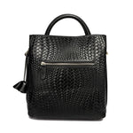 Bolso de mano de piel de vaca para mujer, bolso de mano de cuero de vaca, patrón de moda y lujoso, informal, versátil, negro