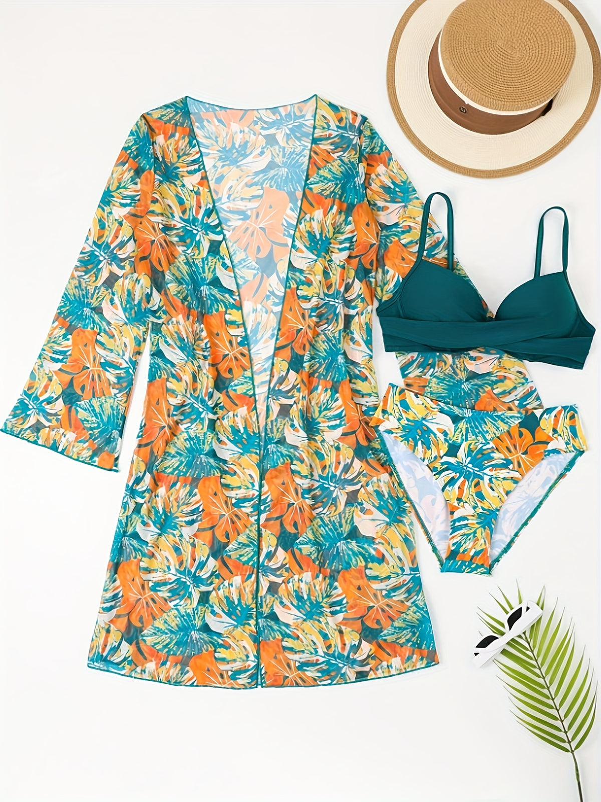 Conjunto de Bikini tropical - 3 piezas