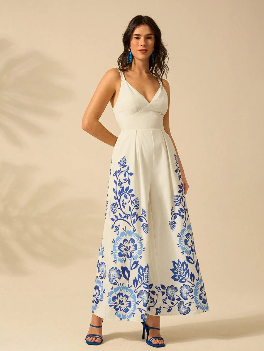 Mono Largo Negro Boho con Árbol de Banana y Coco Tropical