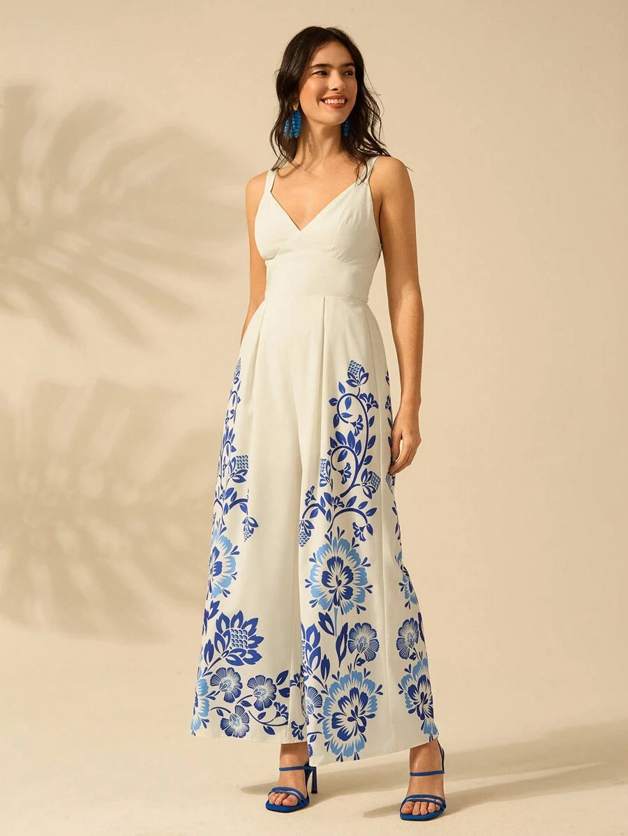Mono Largo Negro Boho con Árbol de Banana y Coco Tropical