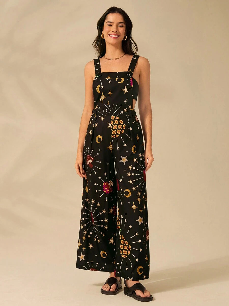 Mono Negro Tropical con Pájaros Boho