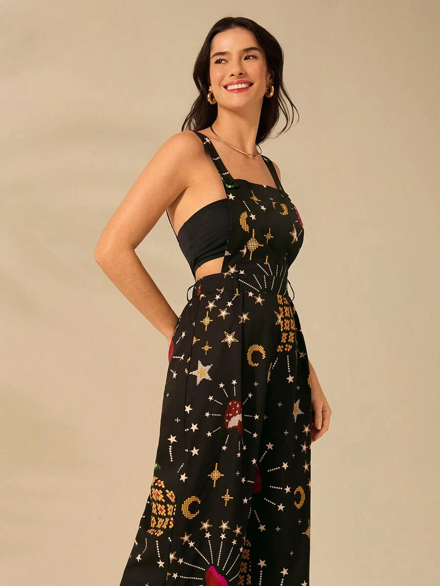 Mono Negro Tropical con Pájaros Boho