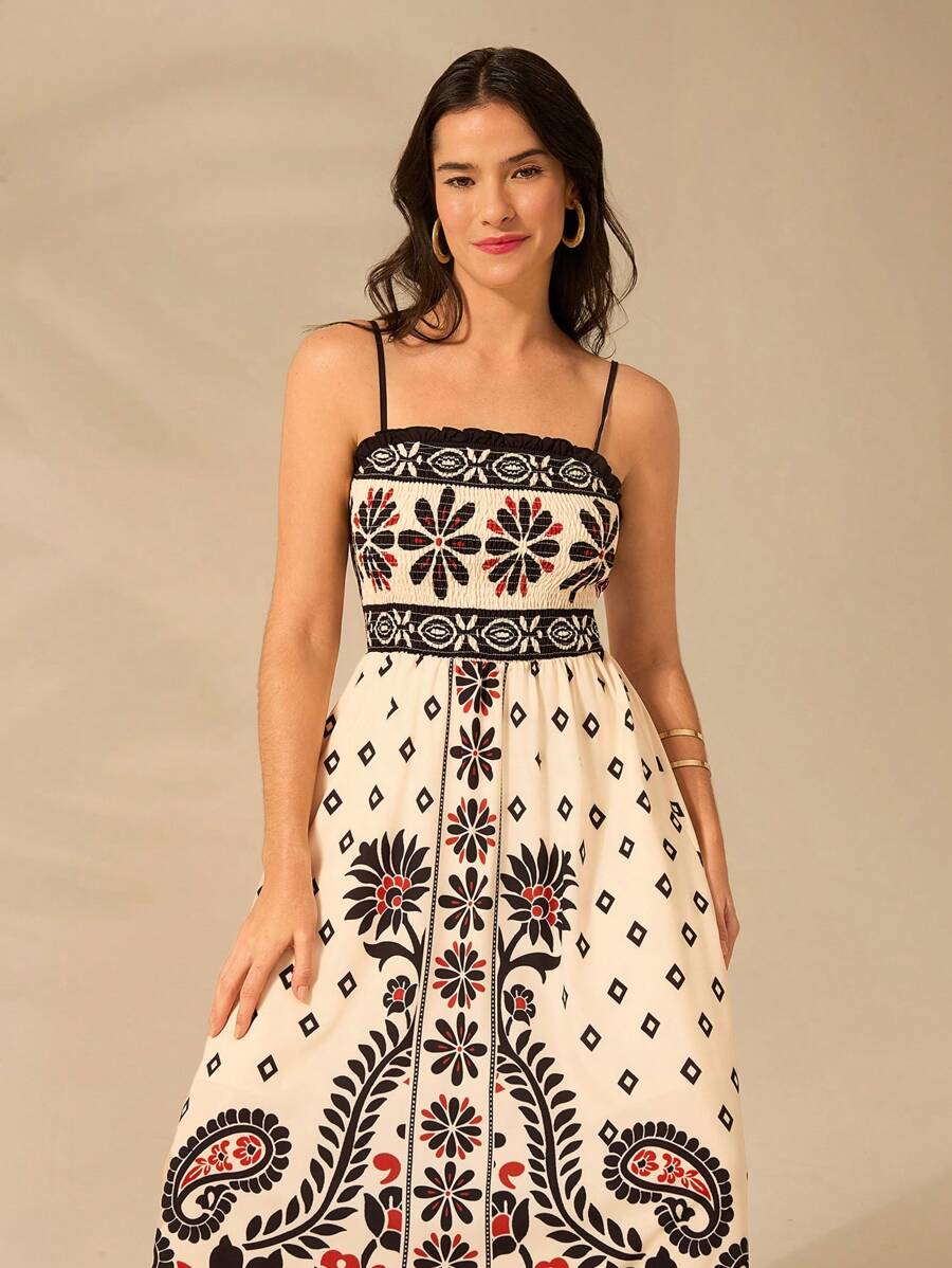 Vestido Largo Rododendro Floral Boho con Tirantes