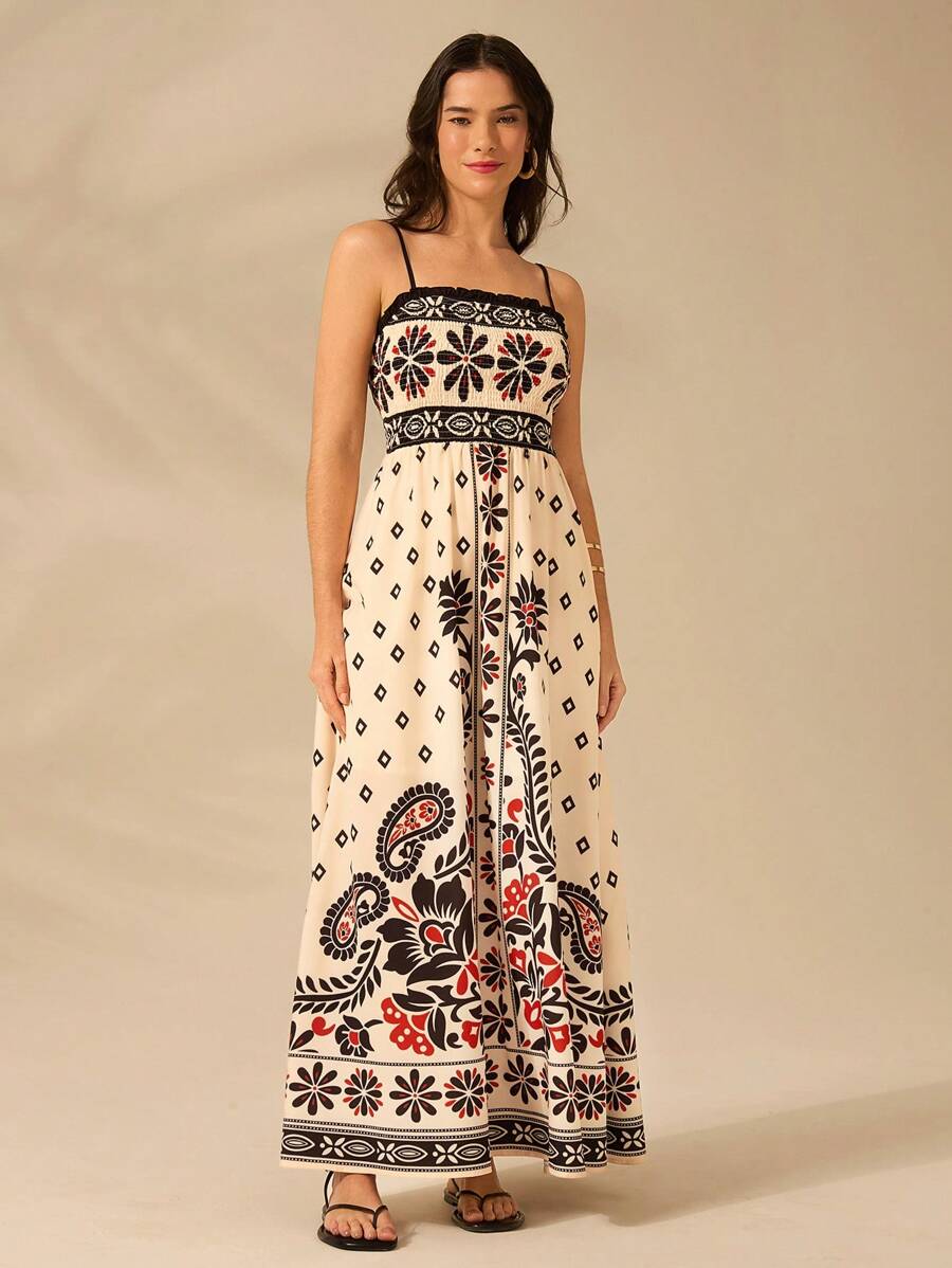 Vestido Largo Rododendro Floral Boho con Tirantes