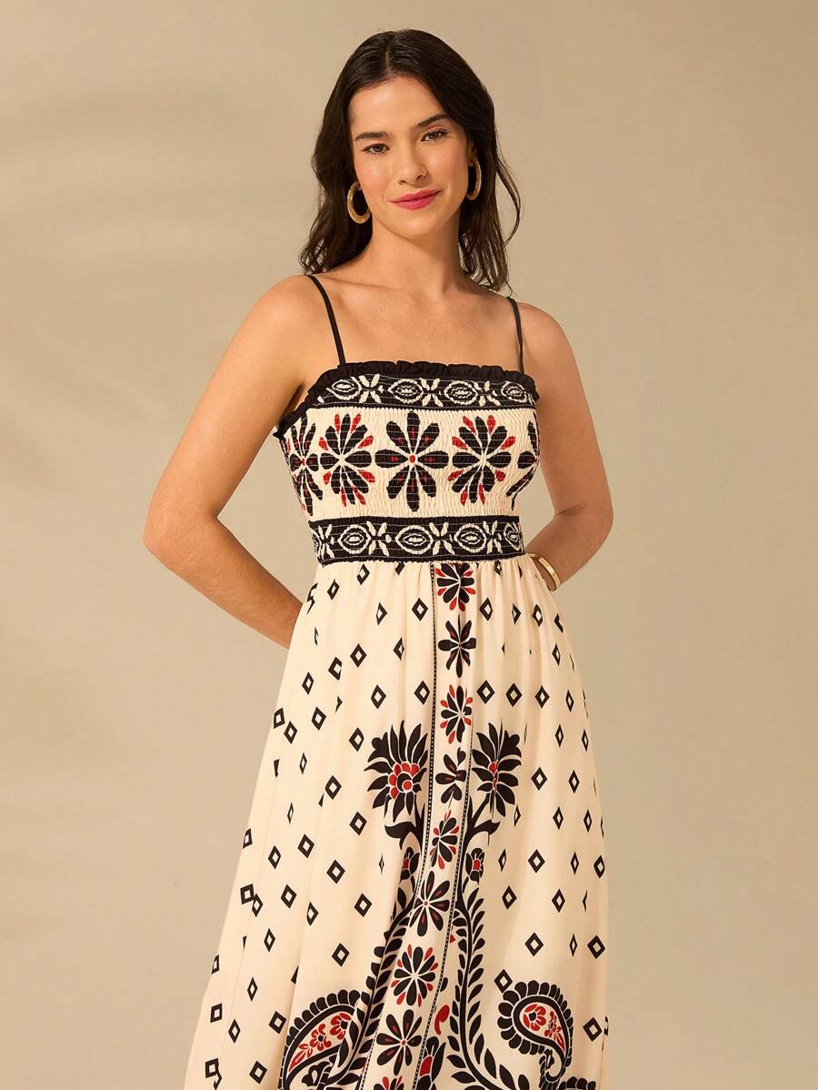 Vestido Largo Rododendro Floral Boho con Tirantes