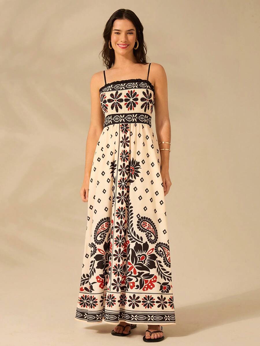 Vestido Largo Rododendro Floral Boho con Tirantes
