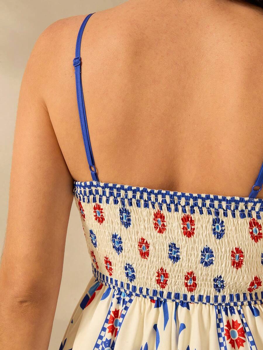 Vestido Boho Espalda Abierta con Estampa Azalea y Selenípedo