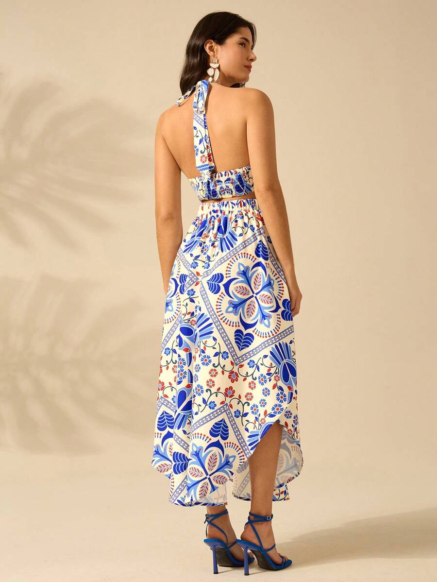 Vestido Largo Tropical Halter Selenípedo & Azalea