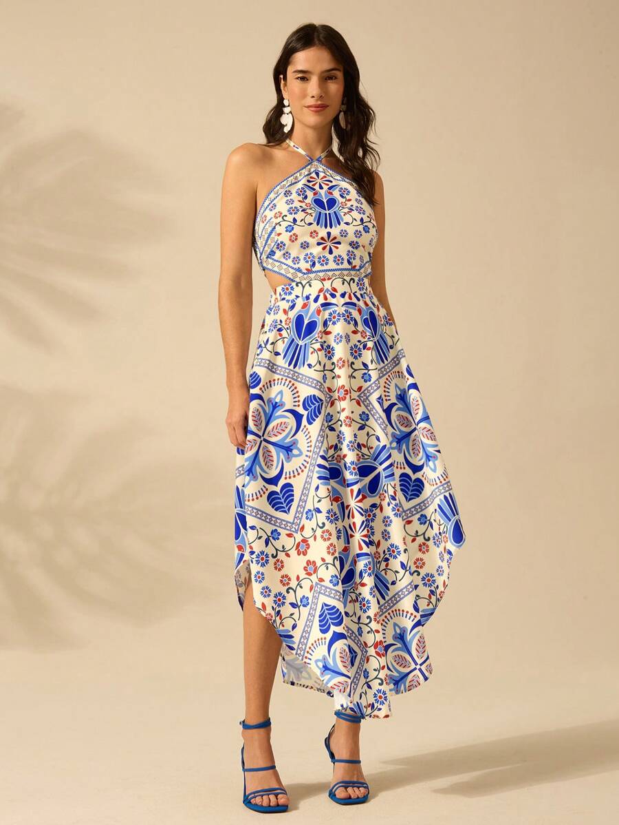 Vestido Largo Tropical Halter Selenípedo & Azalea