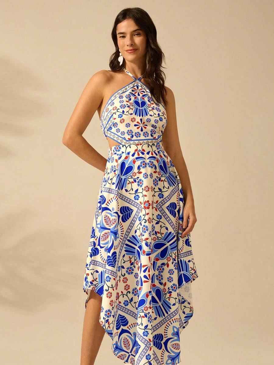 Vestido Largo Tropical Halter Selenípedo & Azalea