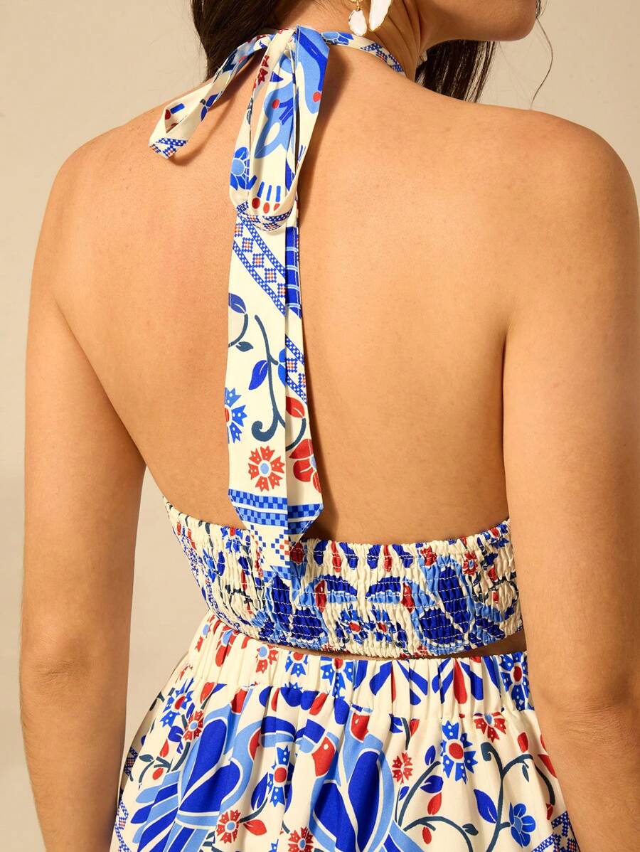 Vestido Largo Tropical Halter Selenípedo & Azalea