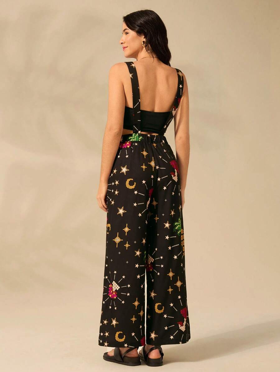 Mono Negro Tropical con Pájaros Boho