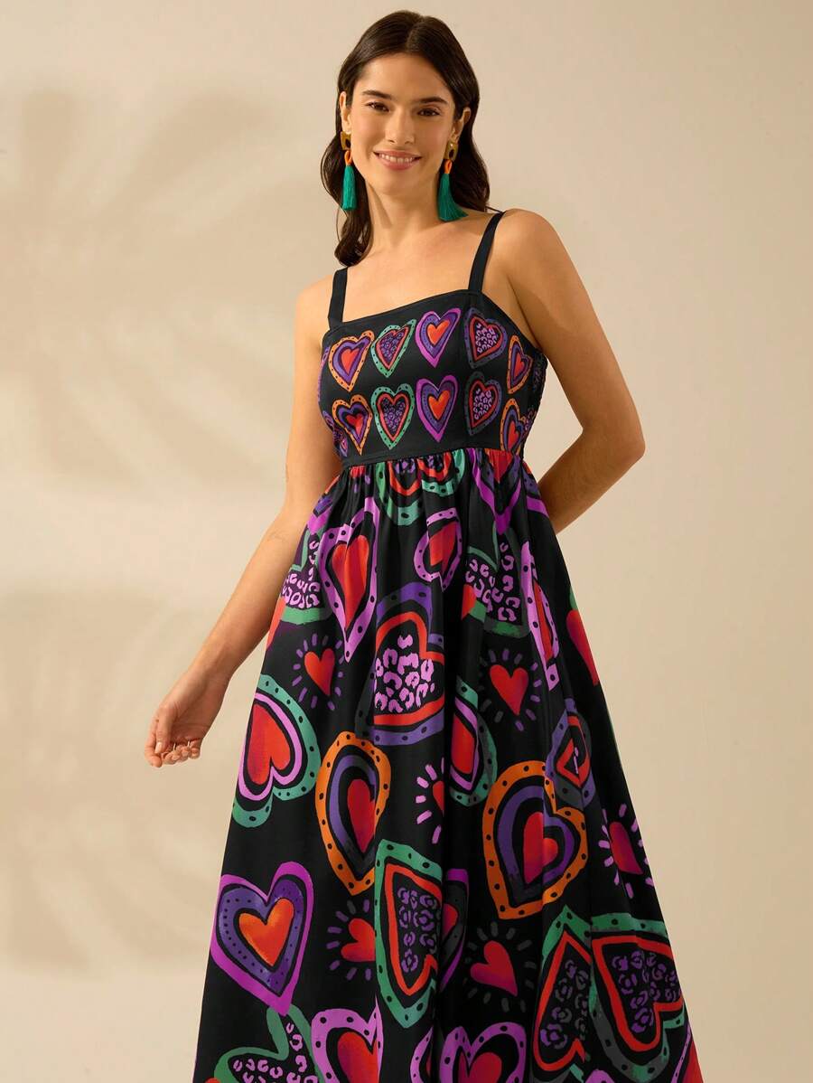 Vestido Boho Sin Mangas con Palmas Tropicales y Mar