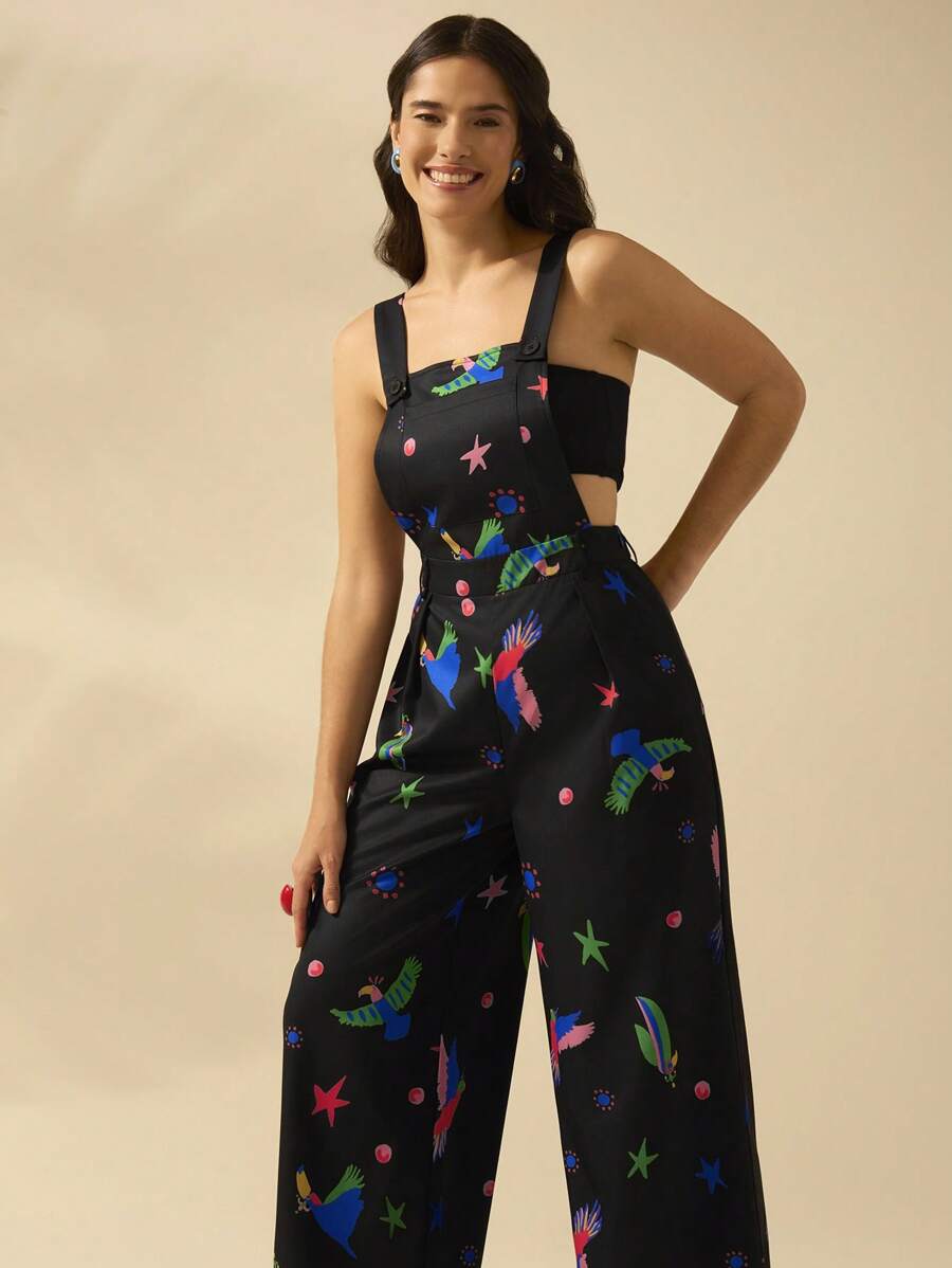 Mono Negro Tropical con Pájaros Boho