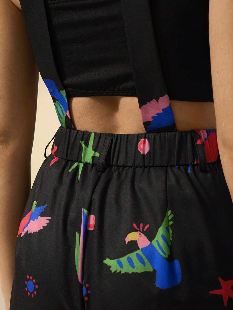 Mono Negro Tropical con Pájaros Boho