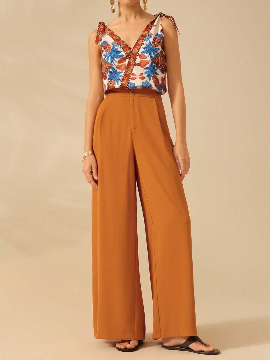 Pantalón Holgado Marrón Naranja de Playa