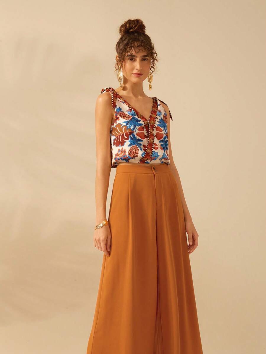 Pantalón Holgado Marrón Naranja de Playa