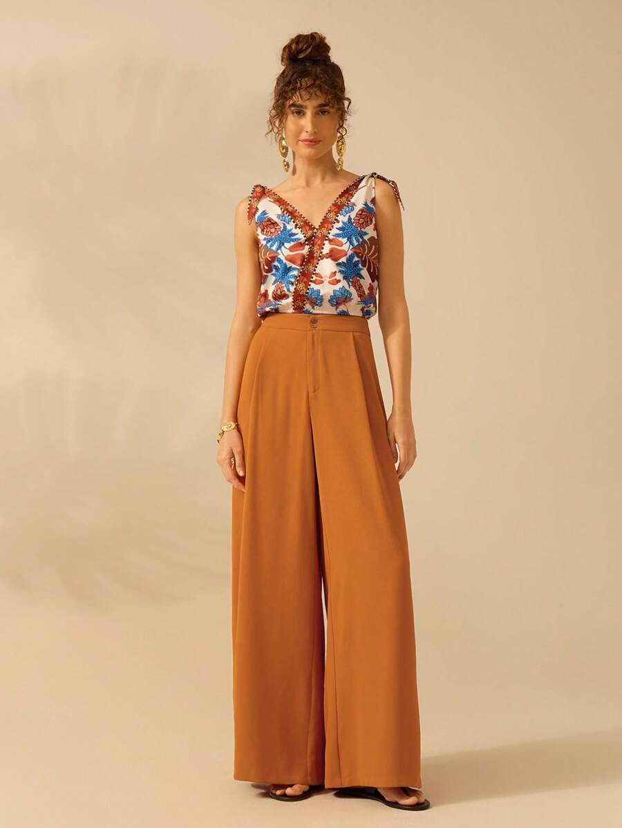 Pantalón Holgado Marrón Naranja de Playa
