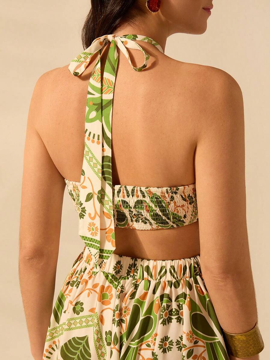 Vestido Largo Tropical Halter Selenípedo & Azalea