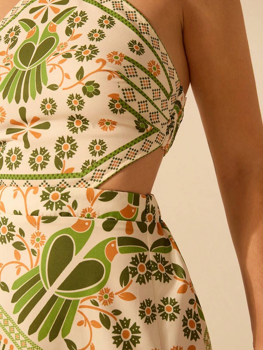Vestido Largo Tropical Halter Selenípedo & Azalea