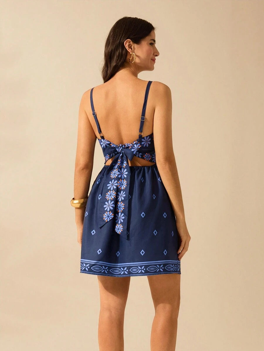 Vestido Mini Boho Negro Floral Azalea y Girasol