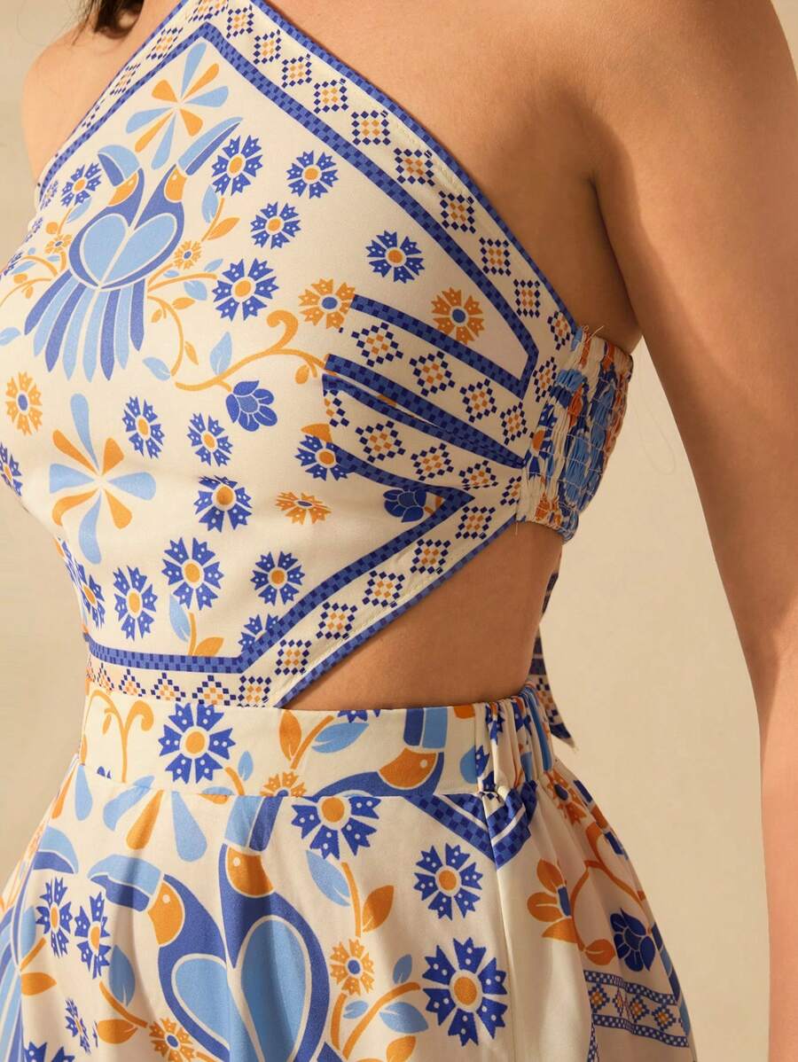 Vestido Largo Tropical Halter Selenípedo & Azalea