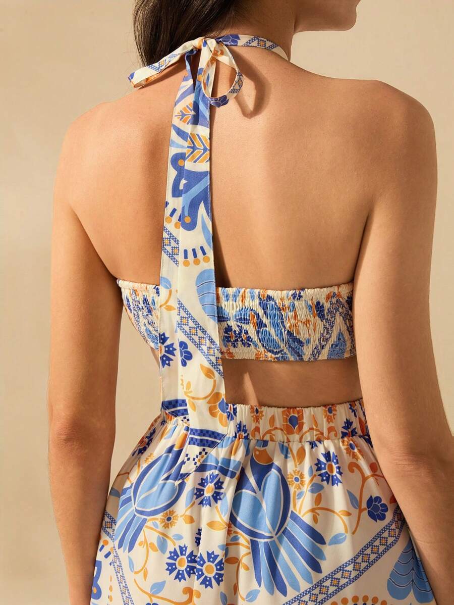 Vestido Largo Tropical Halter Selenípedo & Azalea
