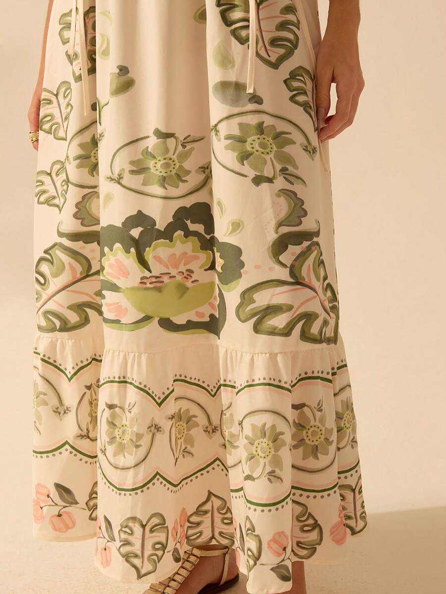Vestido Corto Boho Hibisco, Coqueiro & Snake Plant