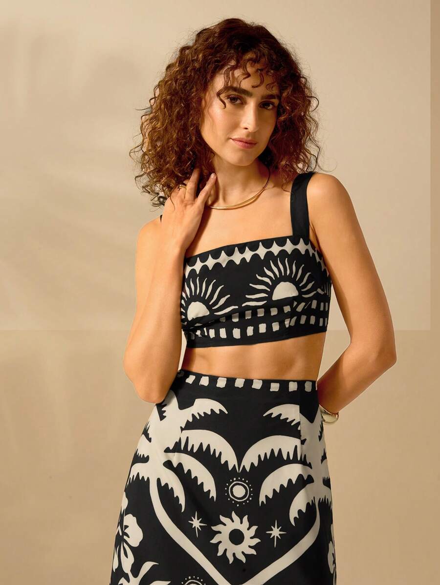 Set 2 Piezas Verde Boho: Top Cropped & Falda Coco Sol