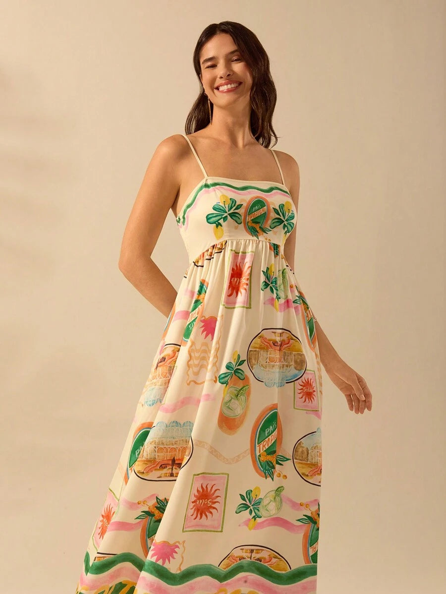 Vestido Largo Slip Tropical Boho