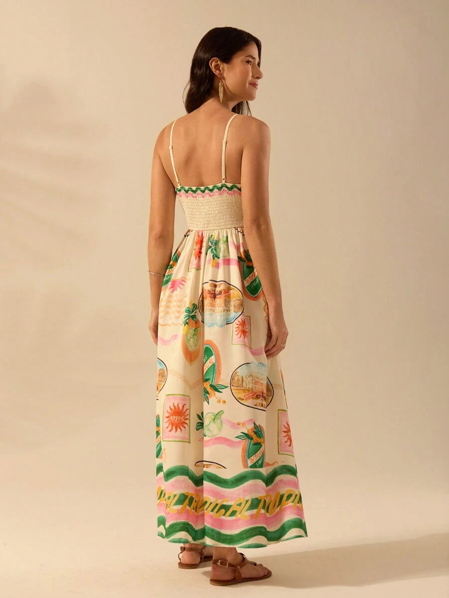 Vestido Largo Slip Tropical Boho