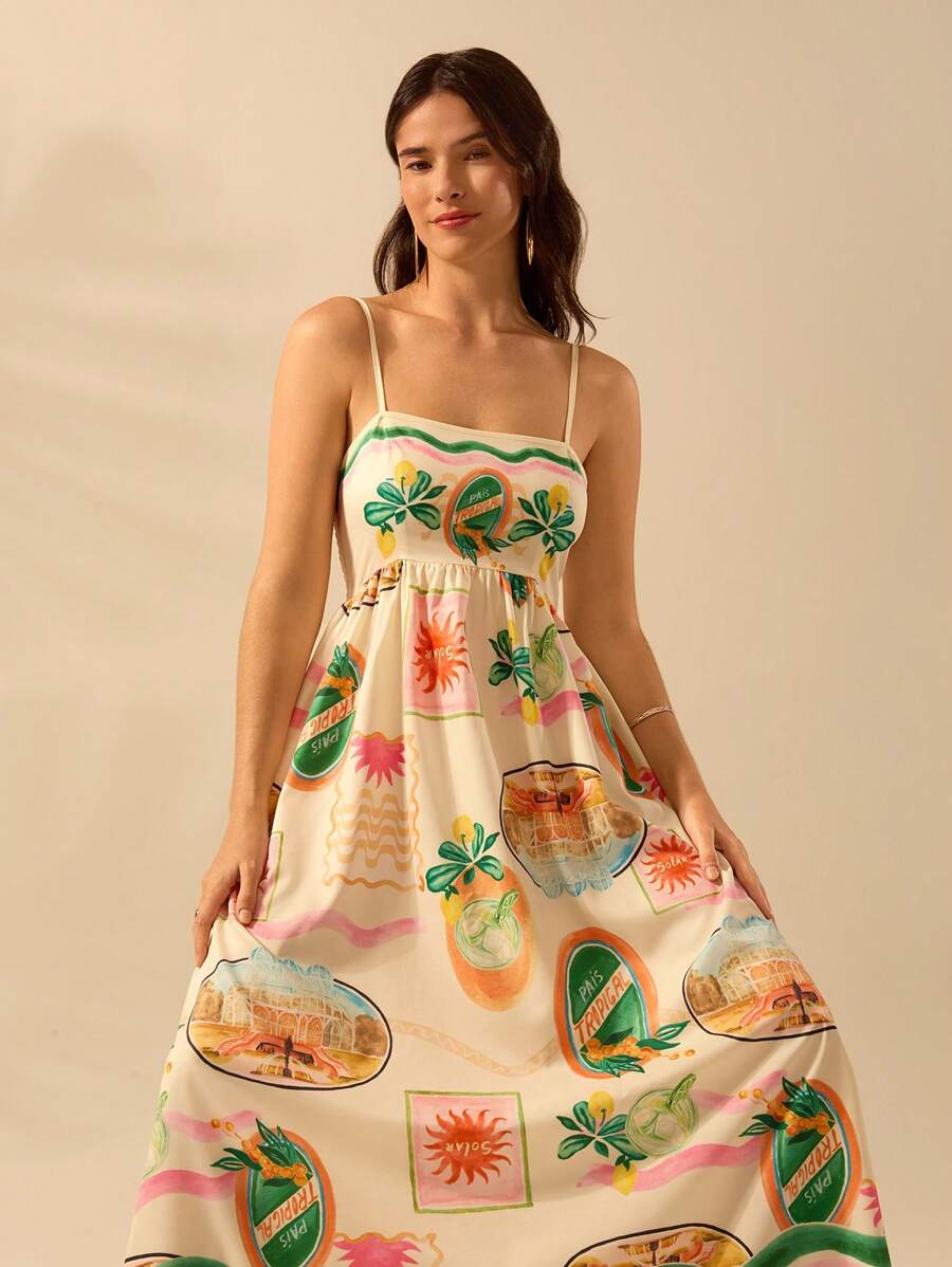 Vestido Largo Slip Tropical Boho