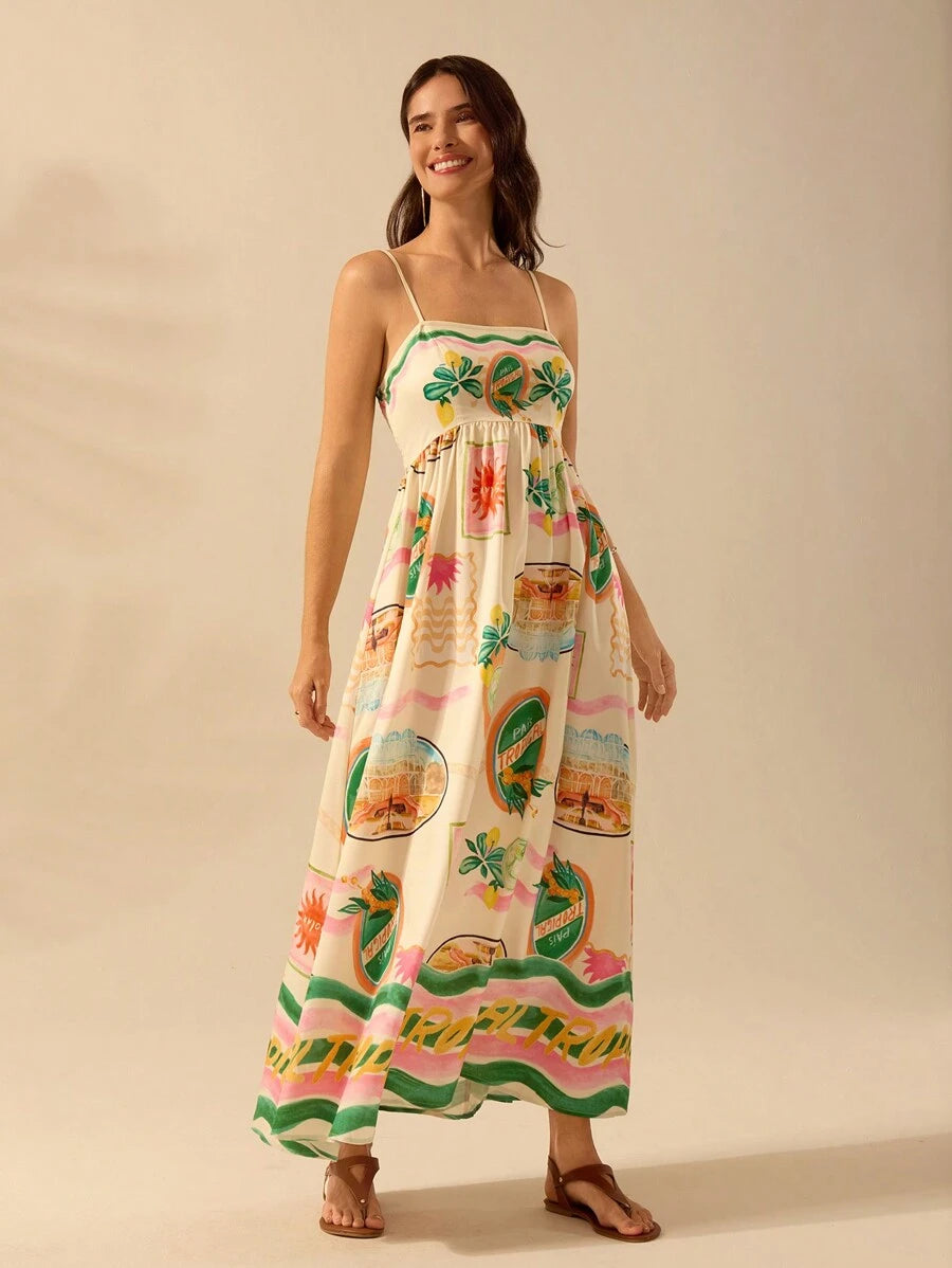 Vestido Largo Slip Tropical Boho