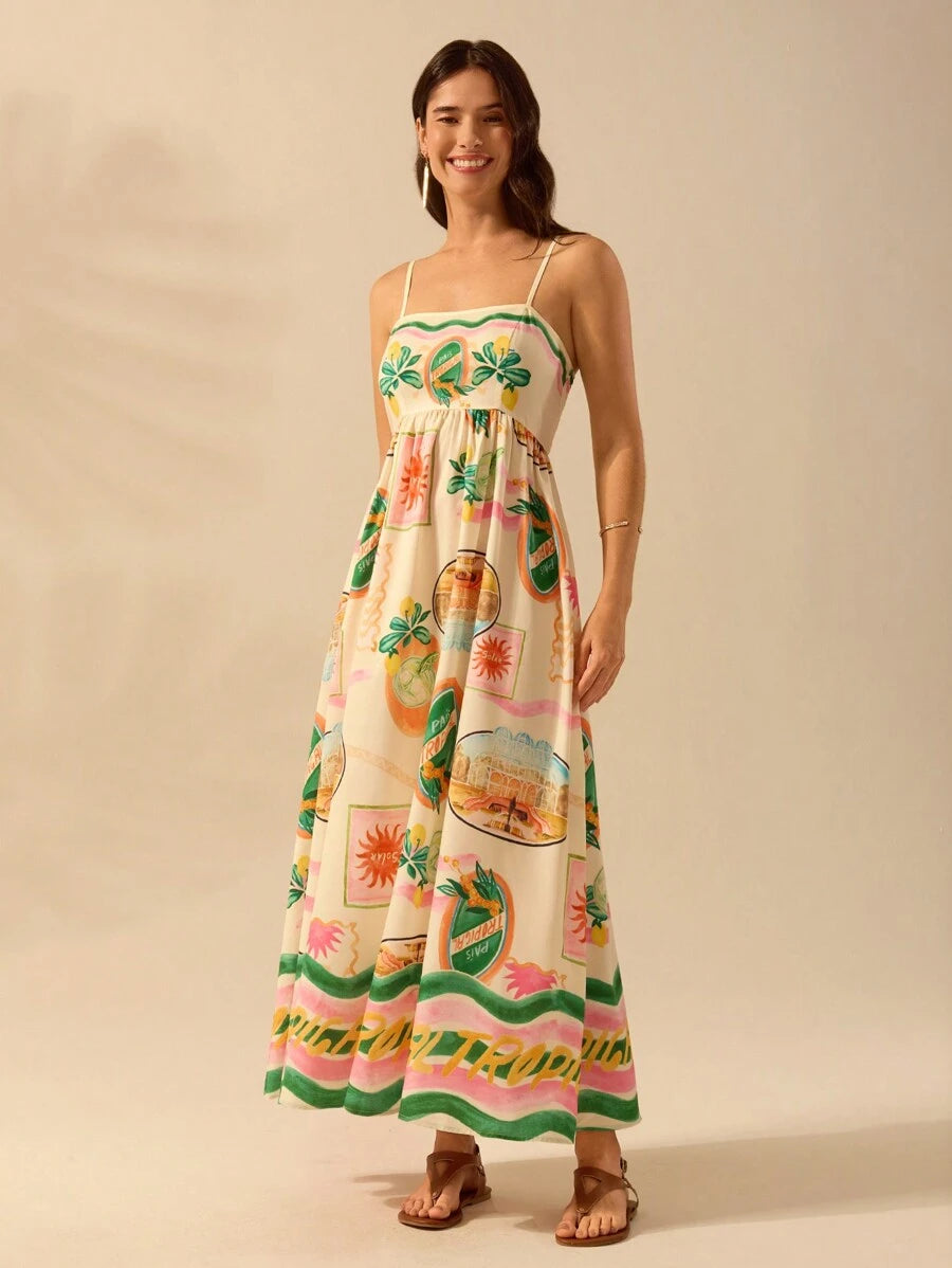 Vestido Largo Slip Tropical Boho