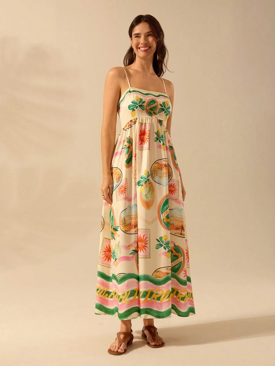Vestido Largo Slip Tropical Boho