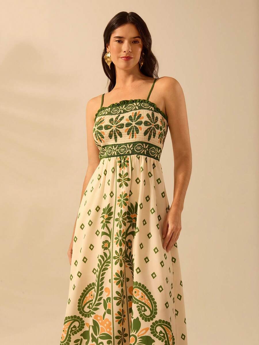 Vestido Largo Rododendro Floral Boho con Tirantes