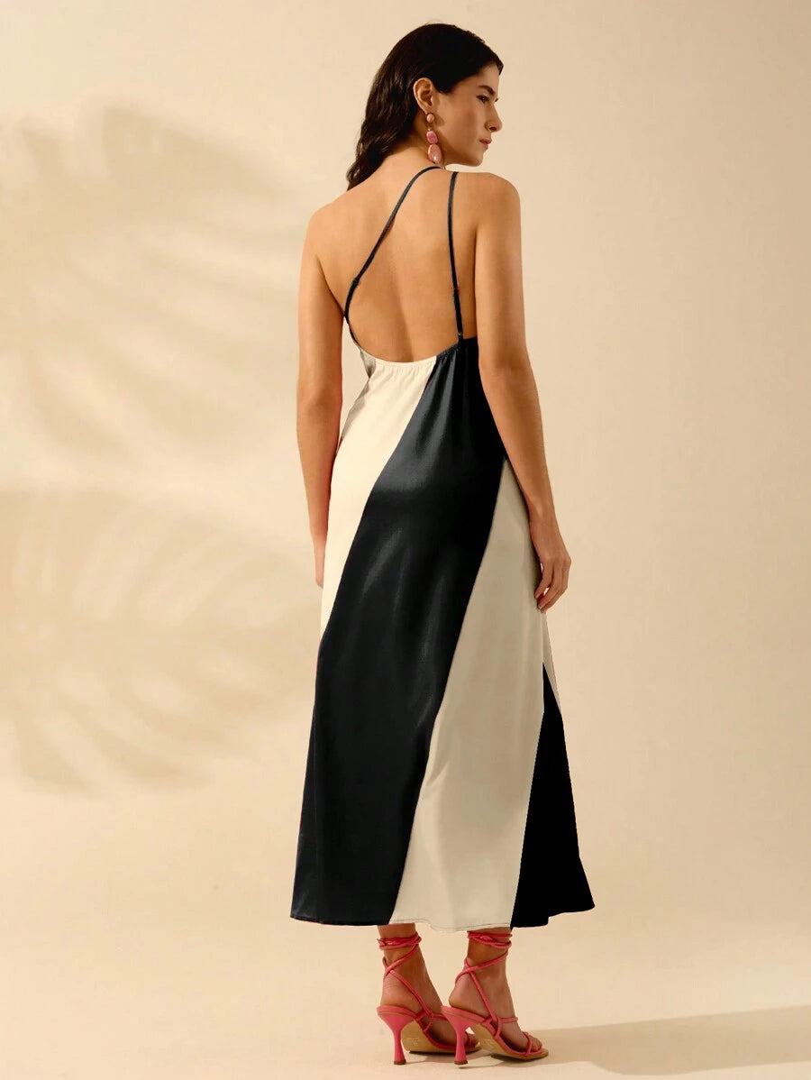 Vestido Halter Boho Multicolor de Playa con Hombro Único