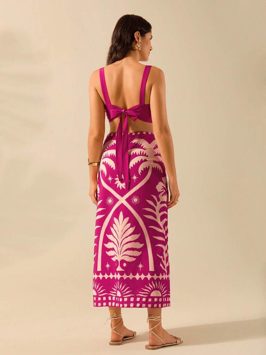 Set 2 Piezas Verde Boho: Top Cropped & Falda Coco Sol