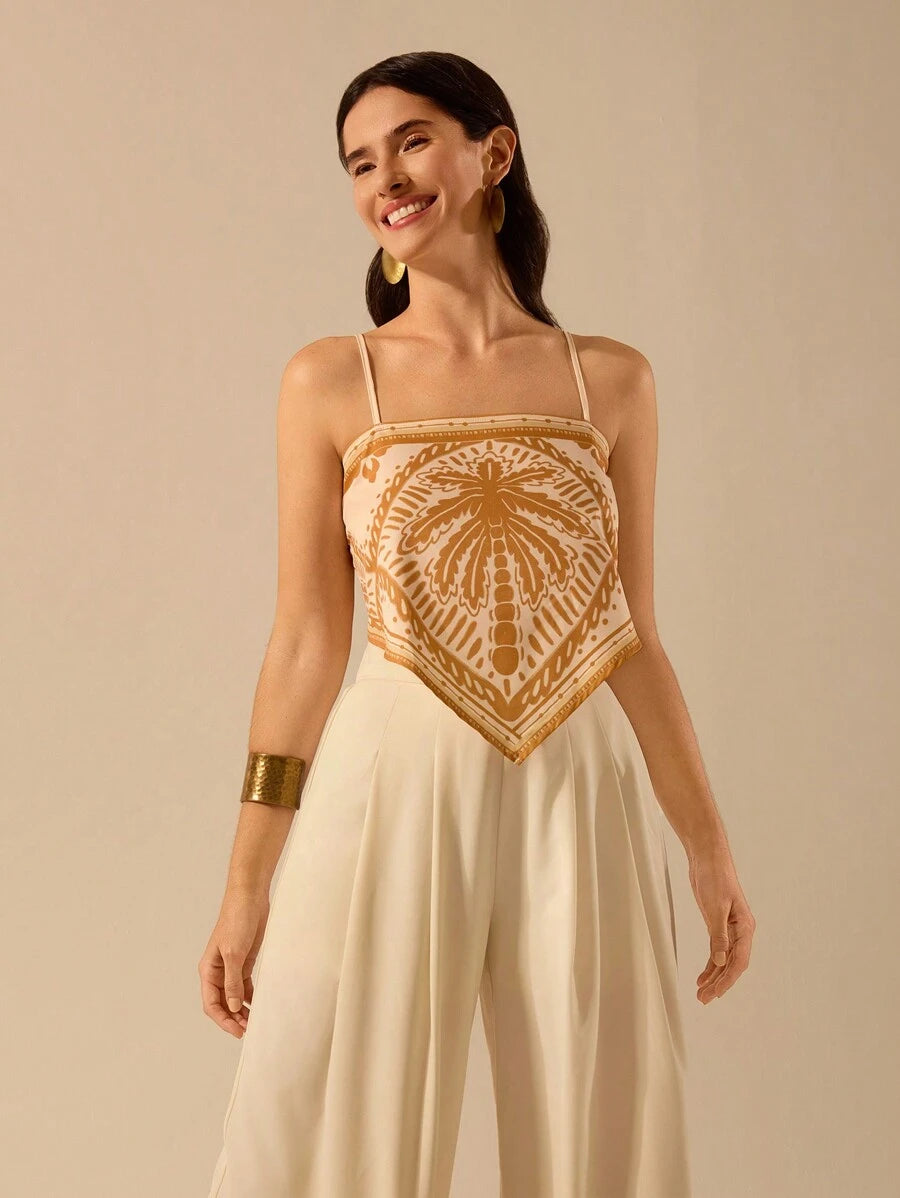 Musculosa Coco Amarillo con Cordón, Boho de Playa