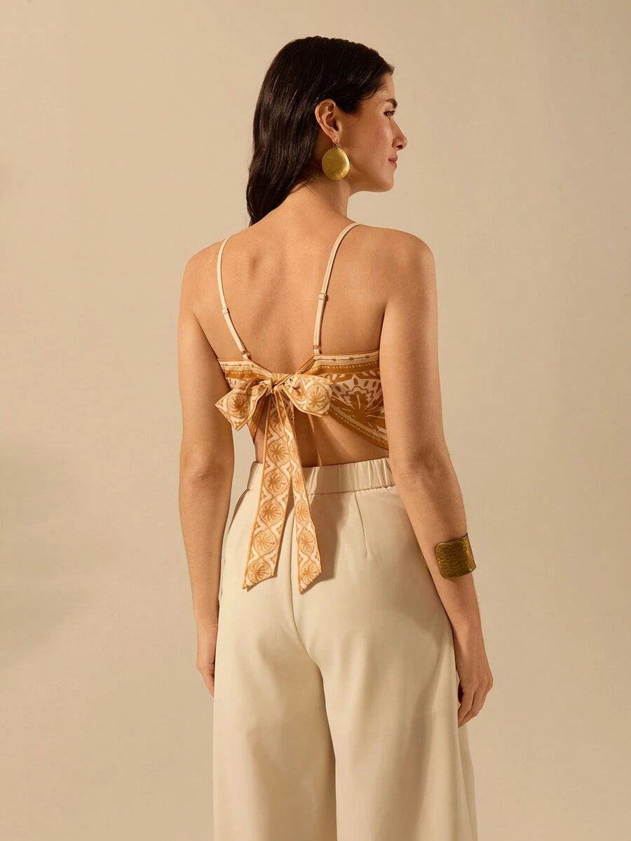 Regata Boho Tropical Amarilla con Coco y Espalda con Lazo