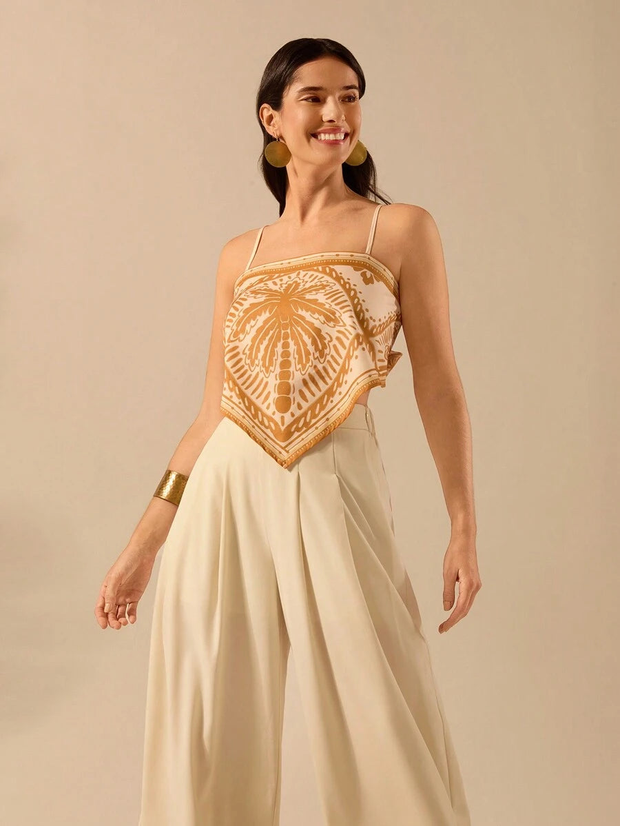 Musculosa Coco Amarillo con Cordón, Boho de Playa