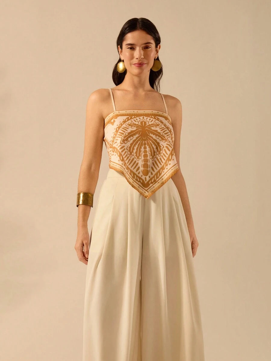 Regata Boho Tropical Amarilla con Coco y Espalda con Lazo