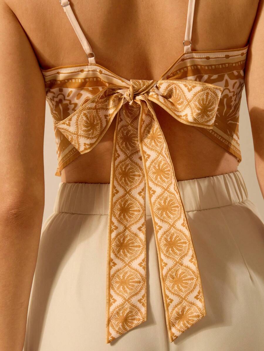 Regata Boho Tropical Amarilla con Coco y Espalda con Lazo