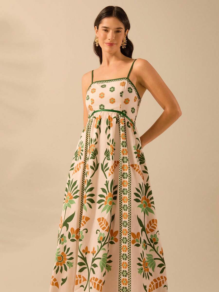 Vestido Boho Espalda Abierta con Estampa Azalea y Selenípedo